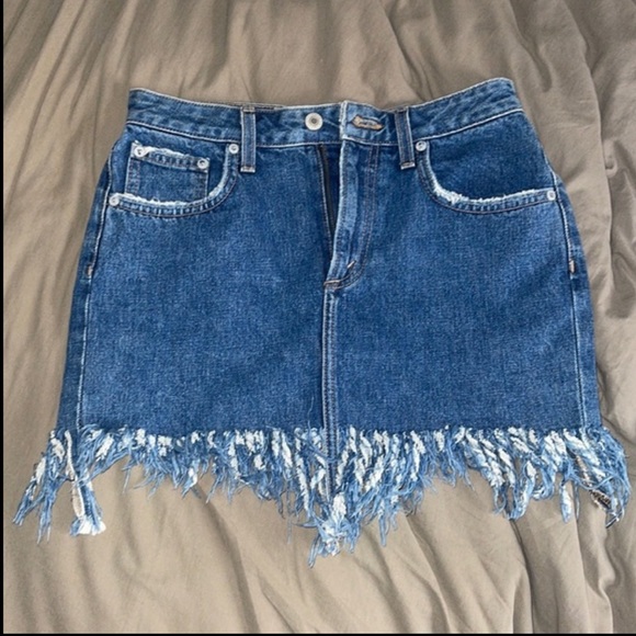 Tularosa Aubrey 5 pocket fringe mini denim skirt - Picture 4 of 5